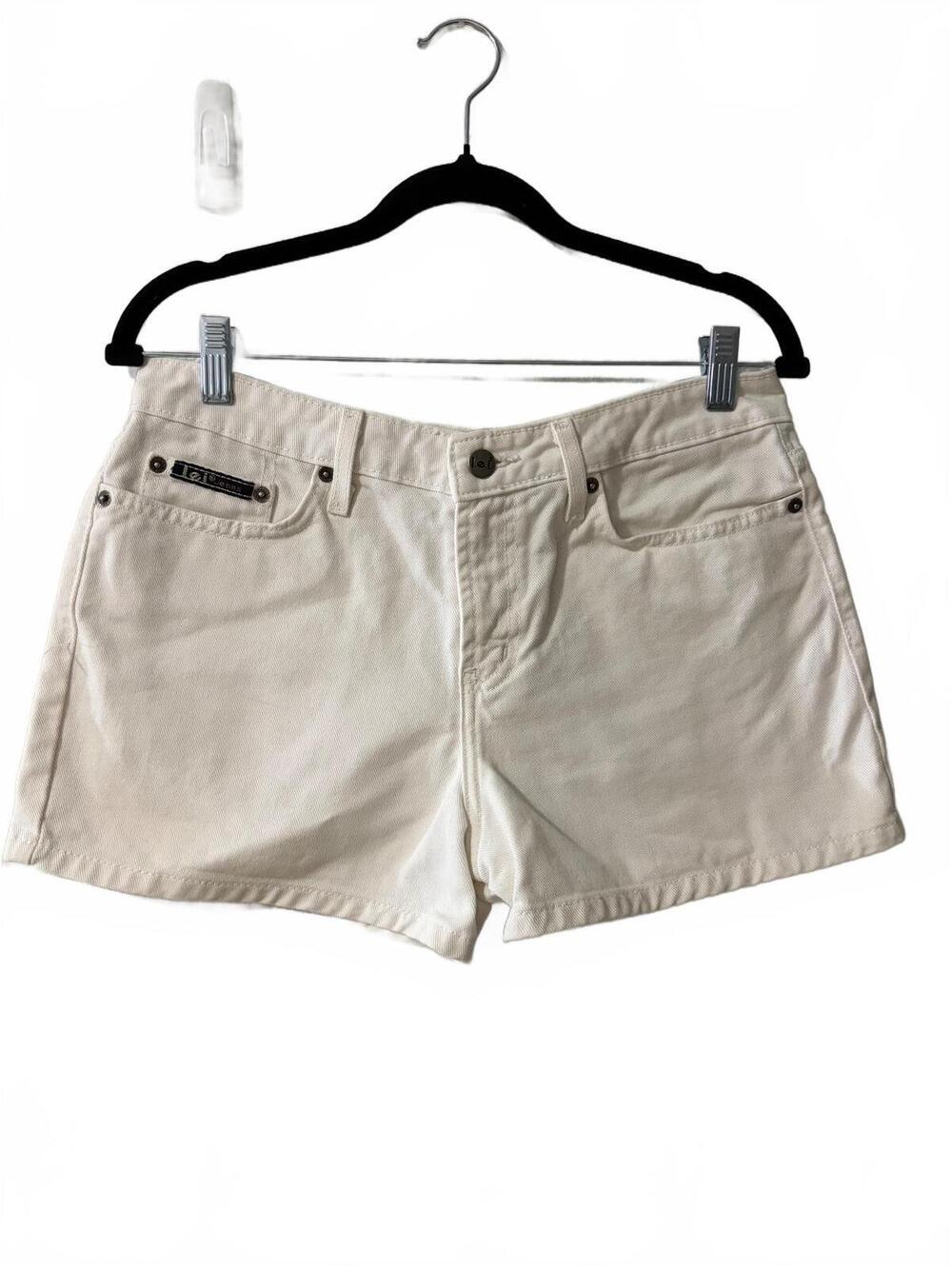 Vintage L.E.I. Jean Shorts Size 9 White Denim Cut-Off Low Rise Y2K 5-Pocket